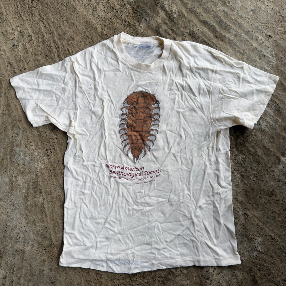 Vintage 90s North America Benthological Society White Men's Large Tee Shirt AOP